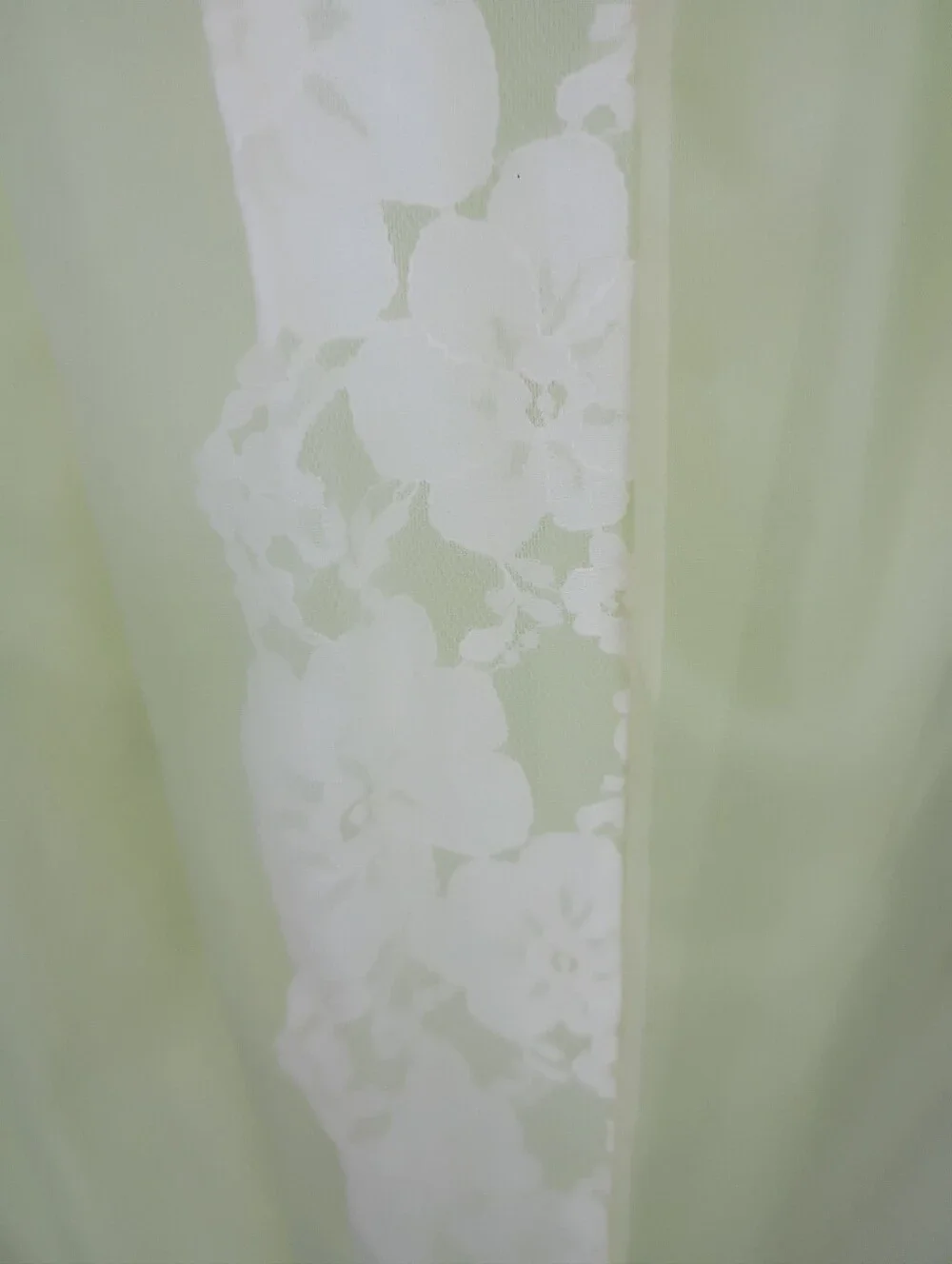 VTG 1960s Sears Celery Green Chiffon Lace Peignoir Set Nightgown Robe S M